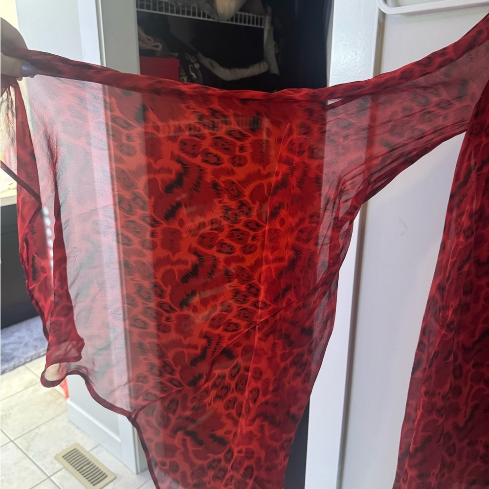 Red Animal Print One-Shoulder Top - Picture 2 of 10
